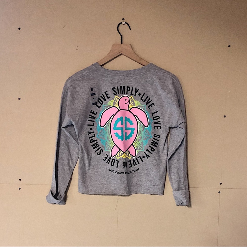 NWT Simply Southern Cropped Gray Long Sleeve Tee